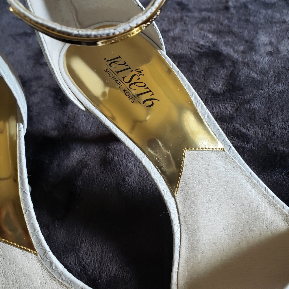 Michael Kors White Snakeskin Sandals - Picture 7 of 11